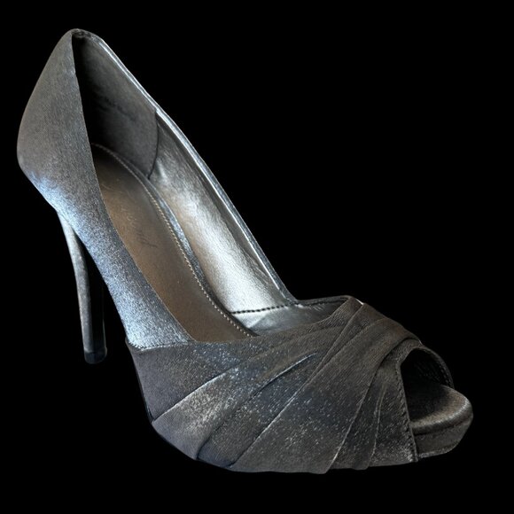 Lulu Townsend Daniell Pewter Shimmer Fabric Formal Dress Heels - Picture 12 of 13